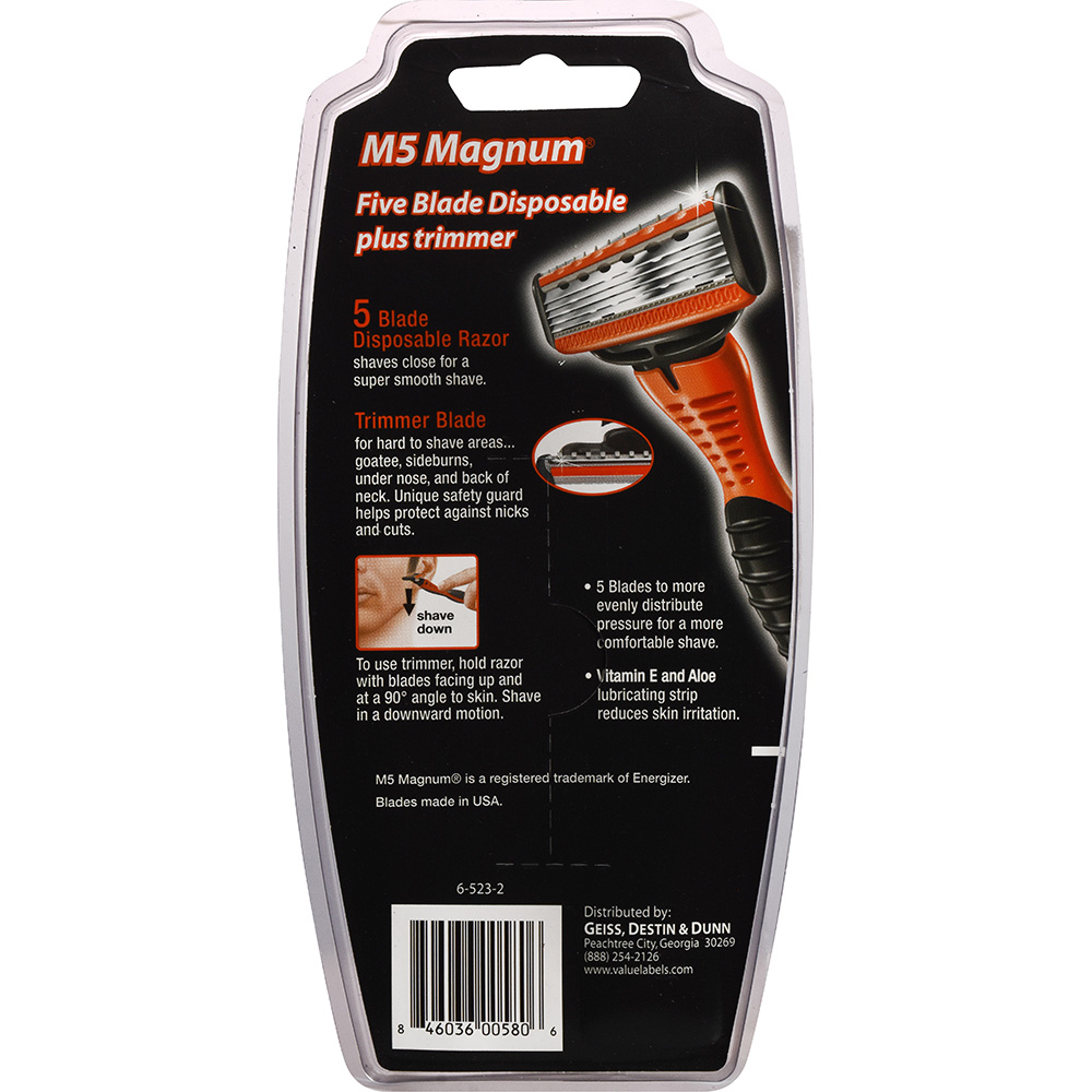 GoodSense® M5 Magnum® Five Blade Disposable Razor + Trimmer, 3 ea