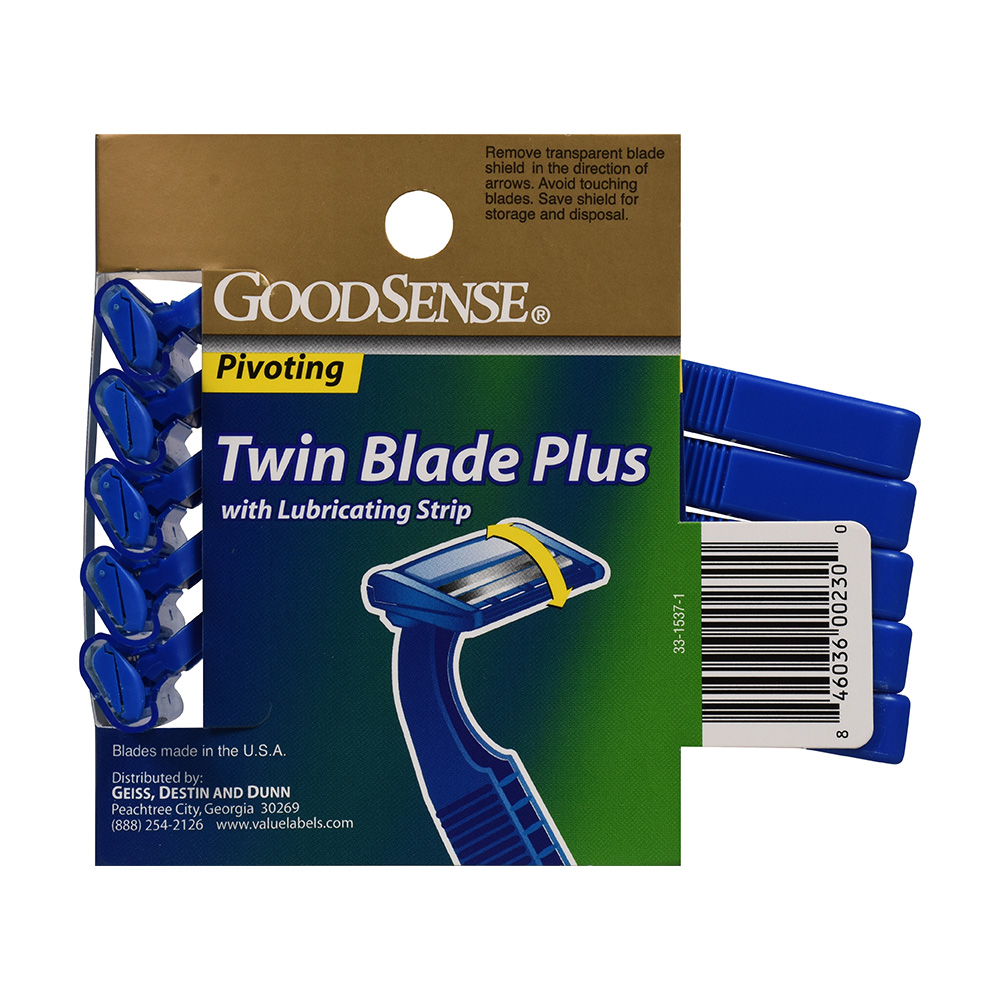 GoodSense® Pivoting Twin Blade Plus Razors with Lubricating Strip, 5/ea