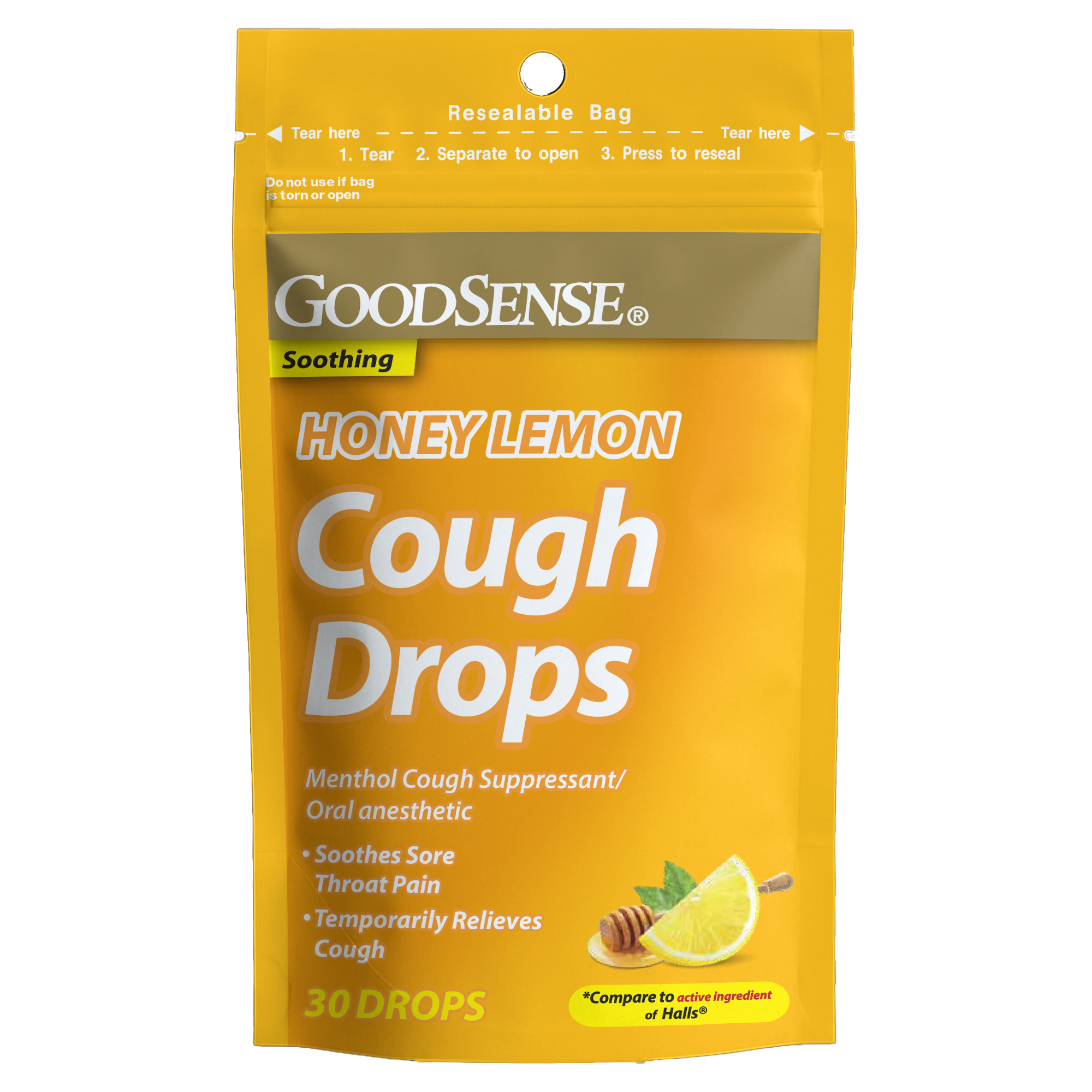 GoodSense® Cough Drops Honey Lemon 30 Count Bag
