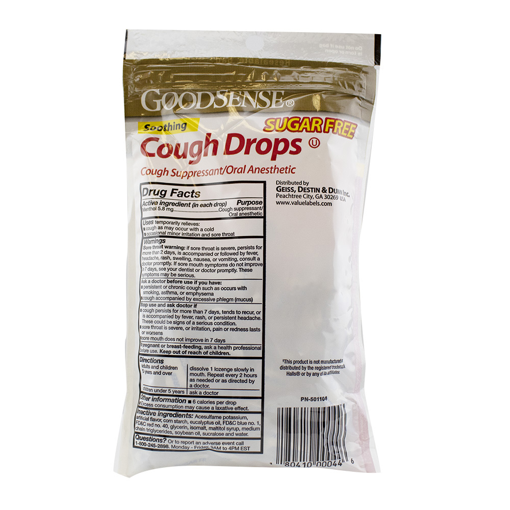 GoodSense® Cough Drops, Sugar Free, Black Cherry Flavor, 25/ea
