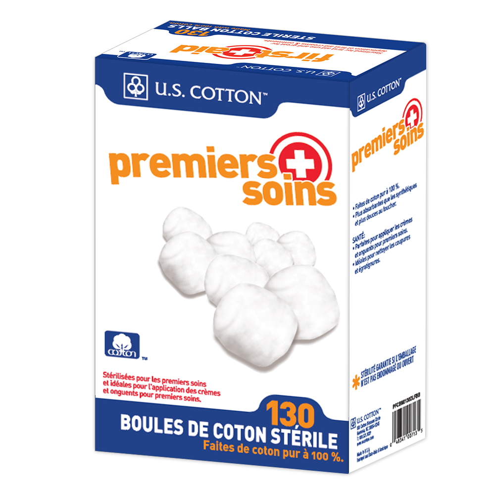 U.S. Cotton® First Aid Sterile Cotton Balls, 130 ea