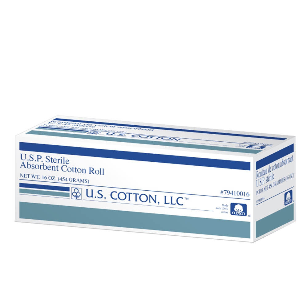 U.S. Cotton® U.S.P. Sterile Absorbent 100 Cotton Roll, 1 lb