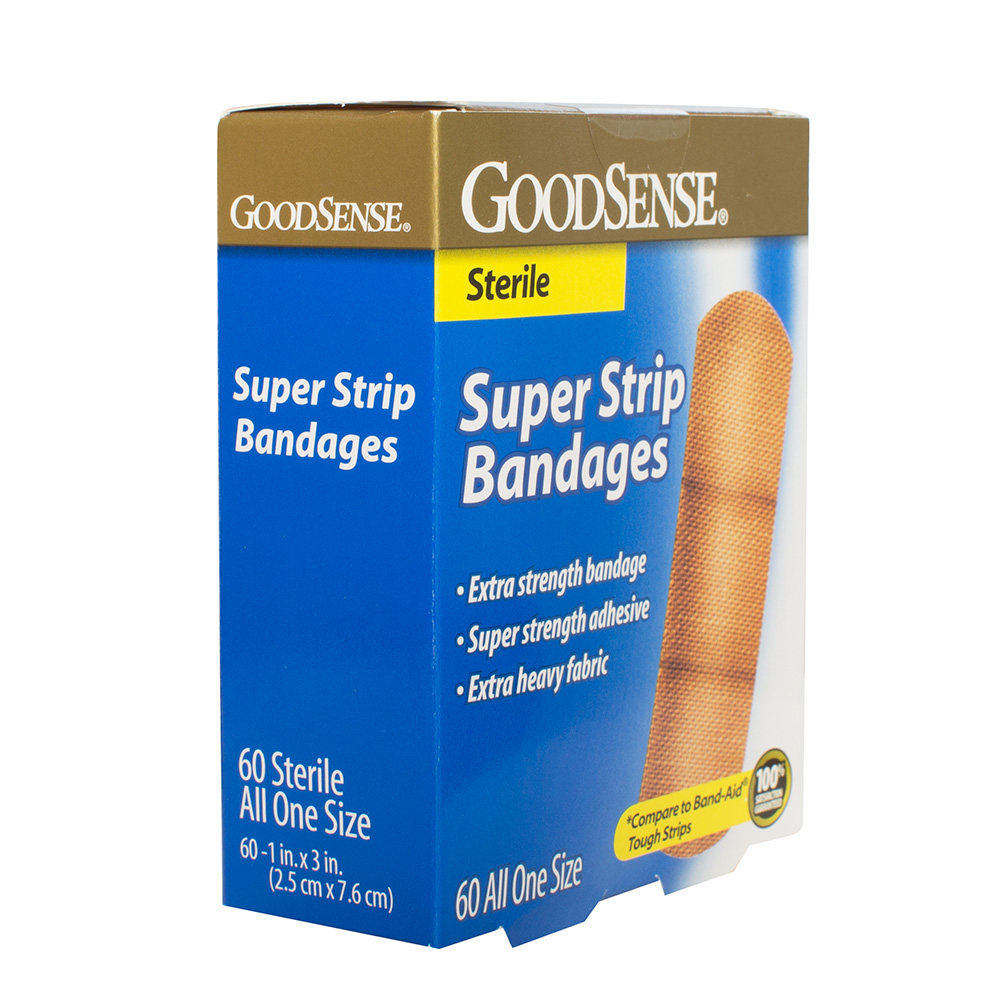 GoodSense® Sterile Super Strip Bandages, All One Size, 60/ea