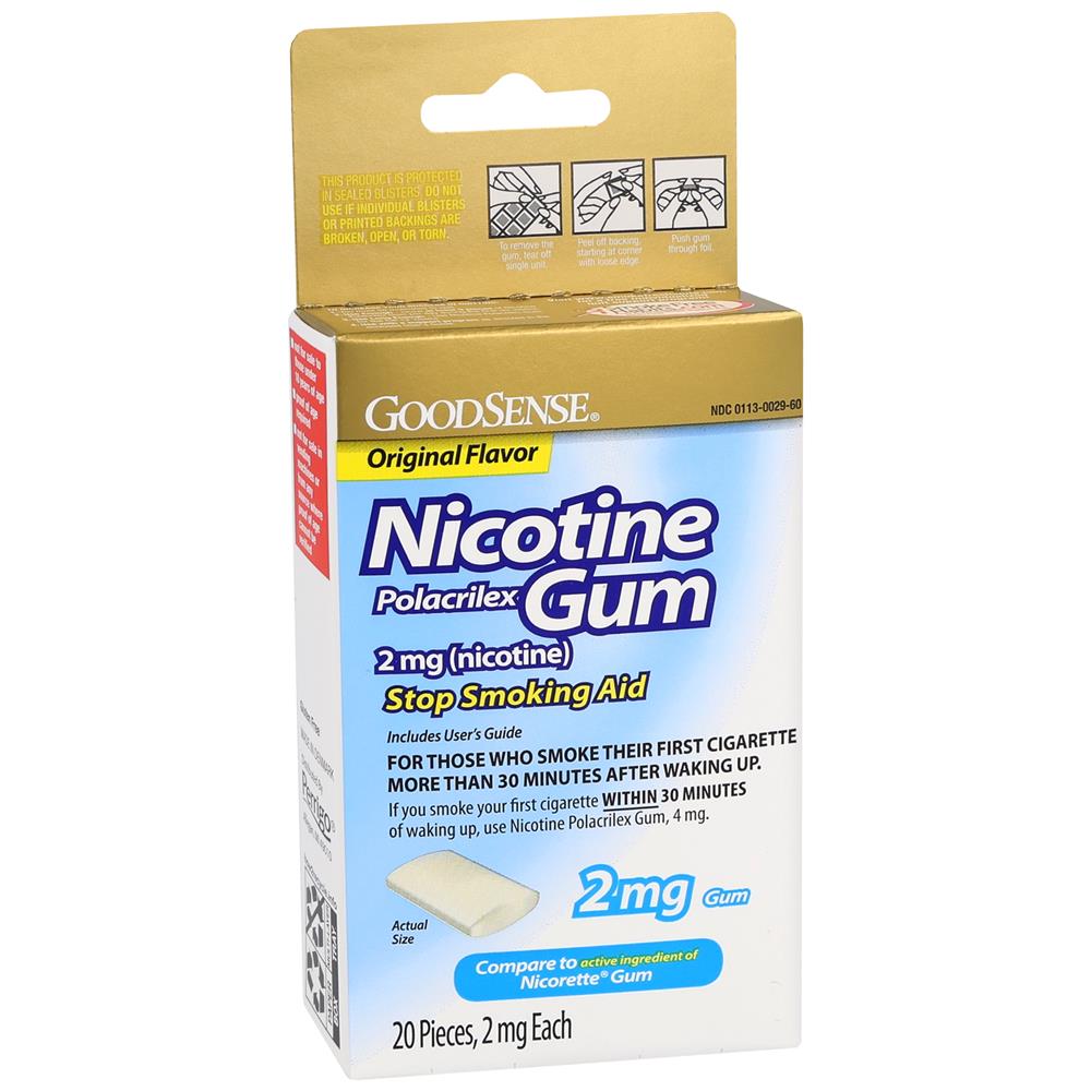 GoodSense® Nicotine Polacrilex Gum 2 mg, Original, Uncoated, 20 ct/ea