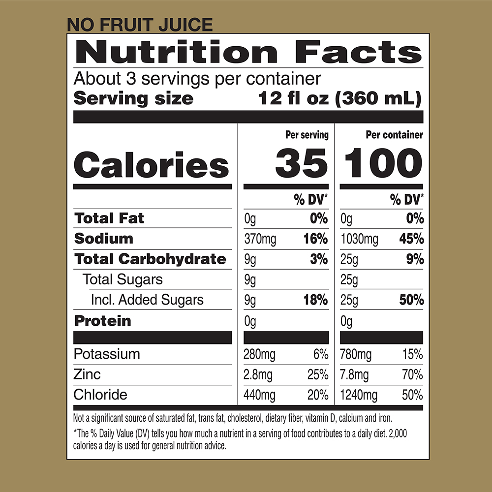 This product's nutrition facts: Calories per serving 35. Per Container 100.