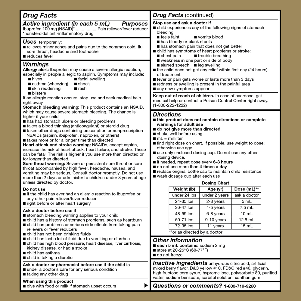 This product's drug facts, warnings, and directions