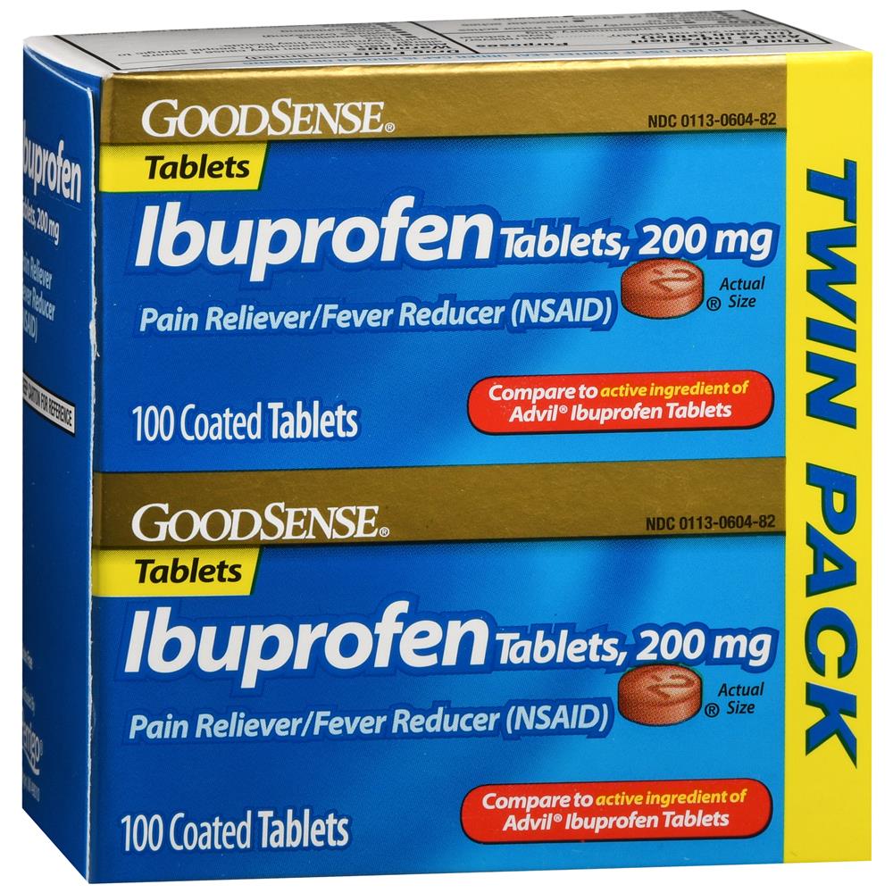 GoodSense&reg; Ibuprofen 200MG Brown Coated Tablets Twin Pack, 100 Count Each