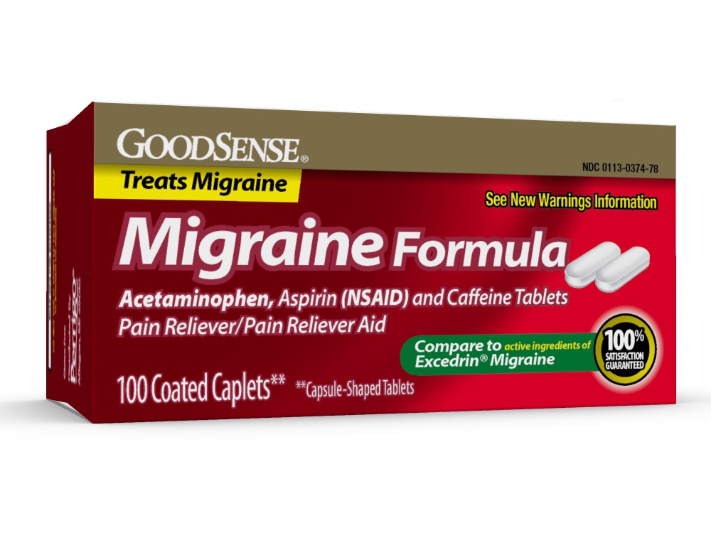 GoodSense® Migraine Relief CTD Caplet (APAP, Aspirin ,Caffeine) 100 ct/ea