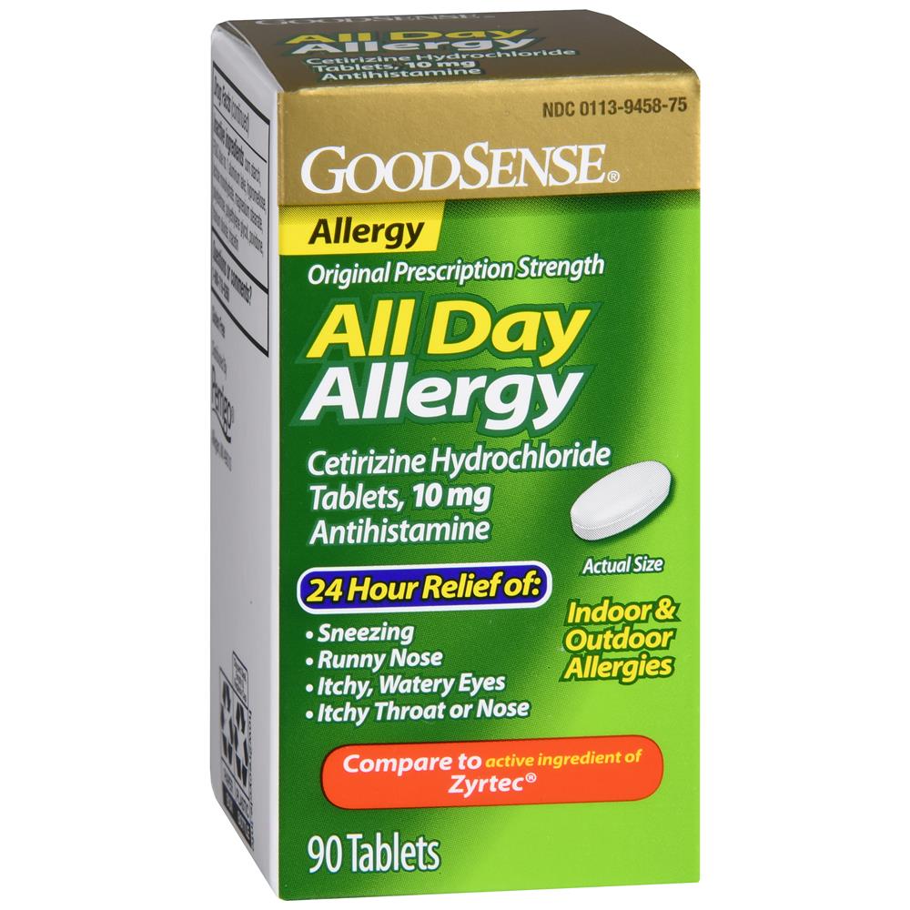 GoodSense® All Day Allergy Cetirizine 10mg 24-Hour Tablets 90 CT Bottle