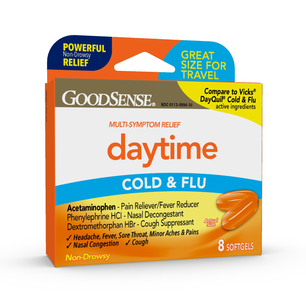 GoodSense® Daytime Cold & Flu MultiSymptom Relief Softgels, 8/ct