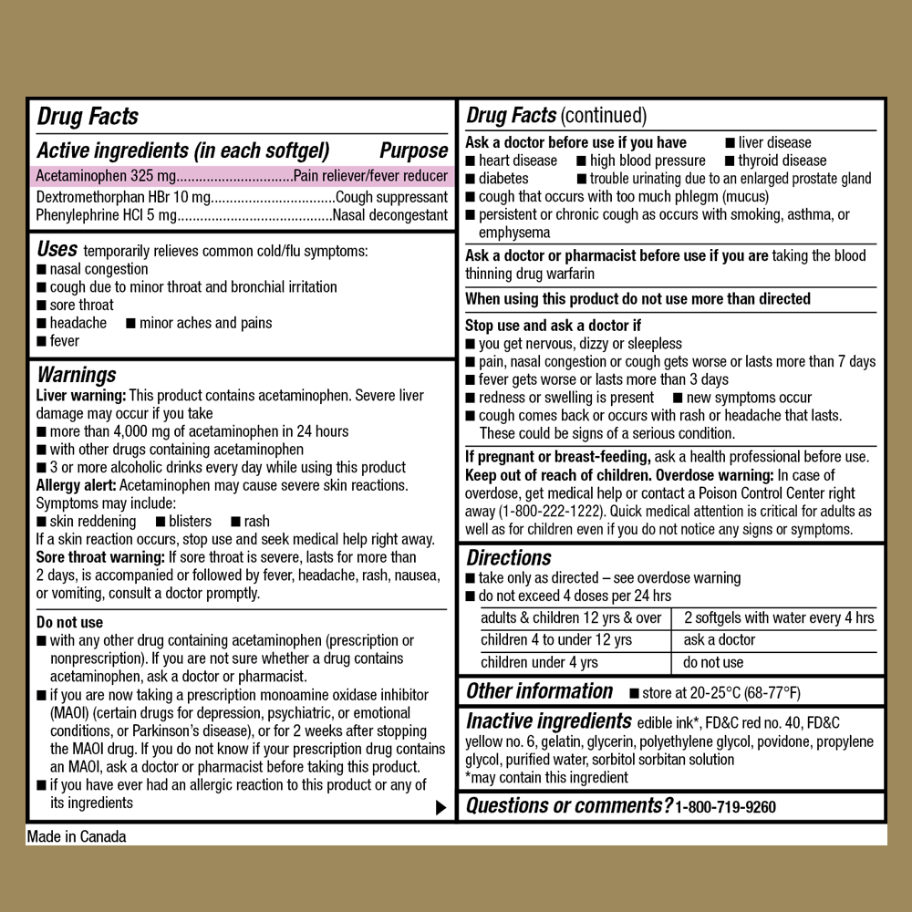 This product's drug facts, warnings, and directions