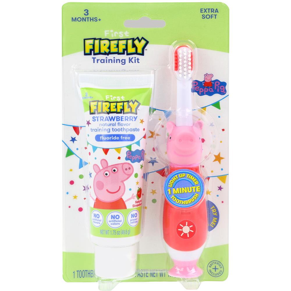Firefly Peppa Pig First Toothbrush X-Soft w/ Fluoride Free Berry Paste 1.75 OZ