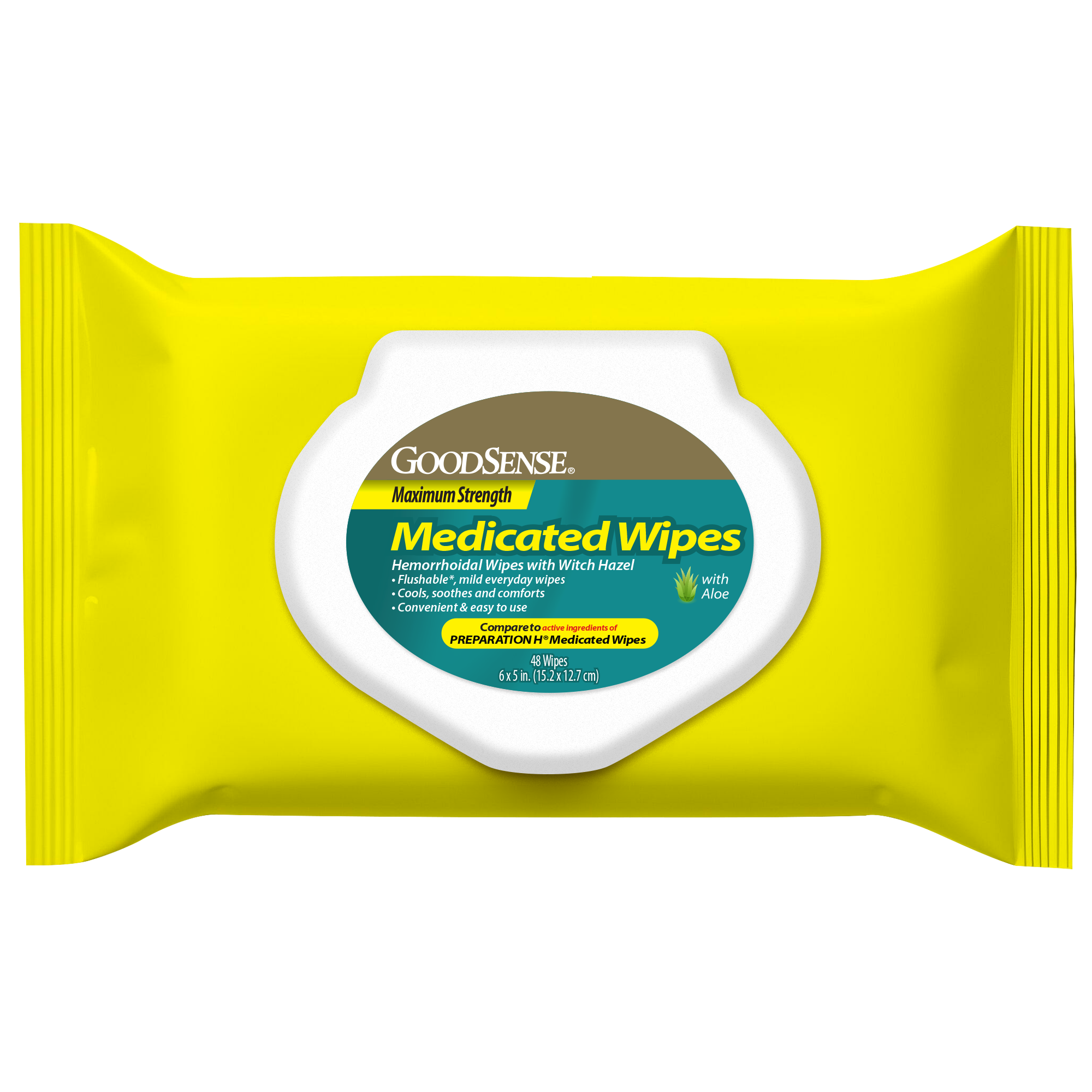 GoodSense® Maximum Strength Medicated Wipes with Witch Hazel, 48/ea
