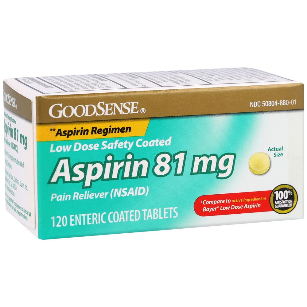 GoodSense® Low Dose 81 mg Safety Enteric Coated Aspirin, 120 Count