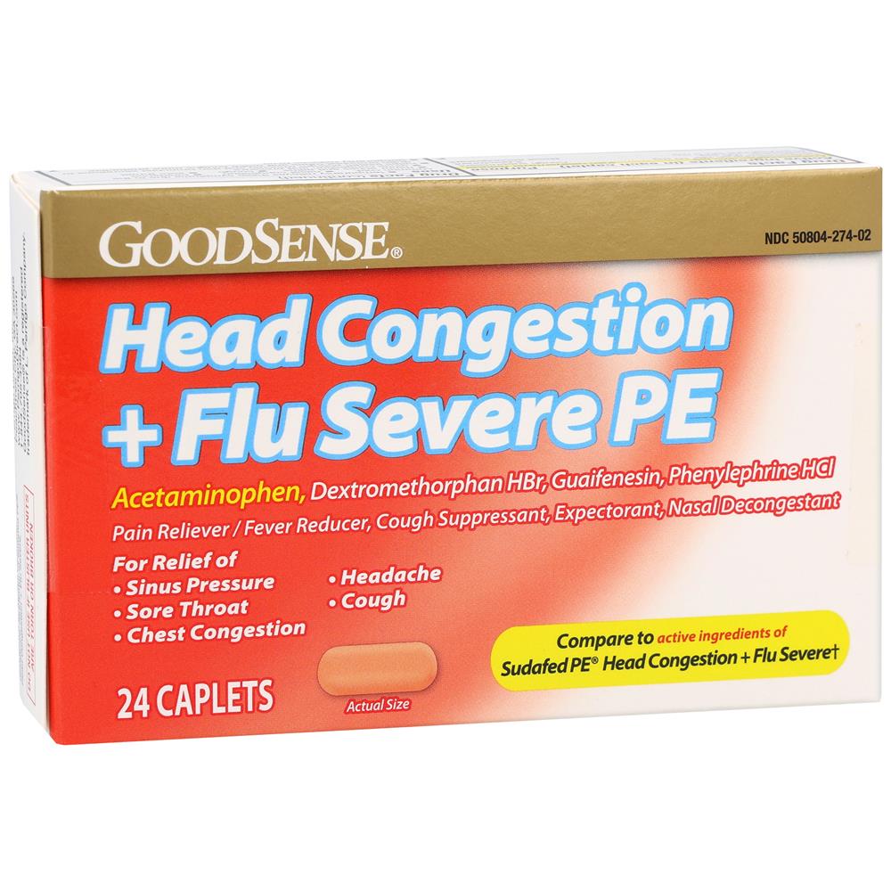 GoodSense® Head Congestion + Flu Severe PE Caplets, 24 Count