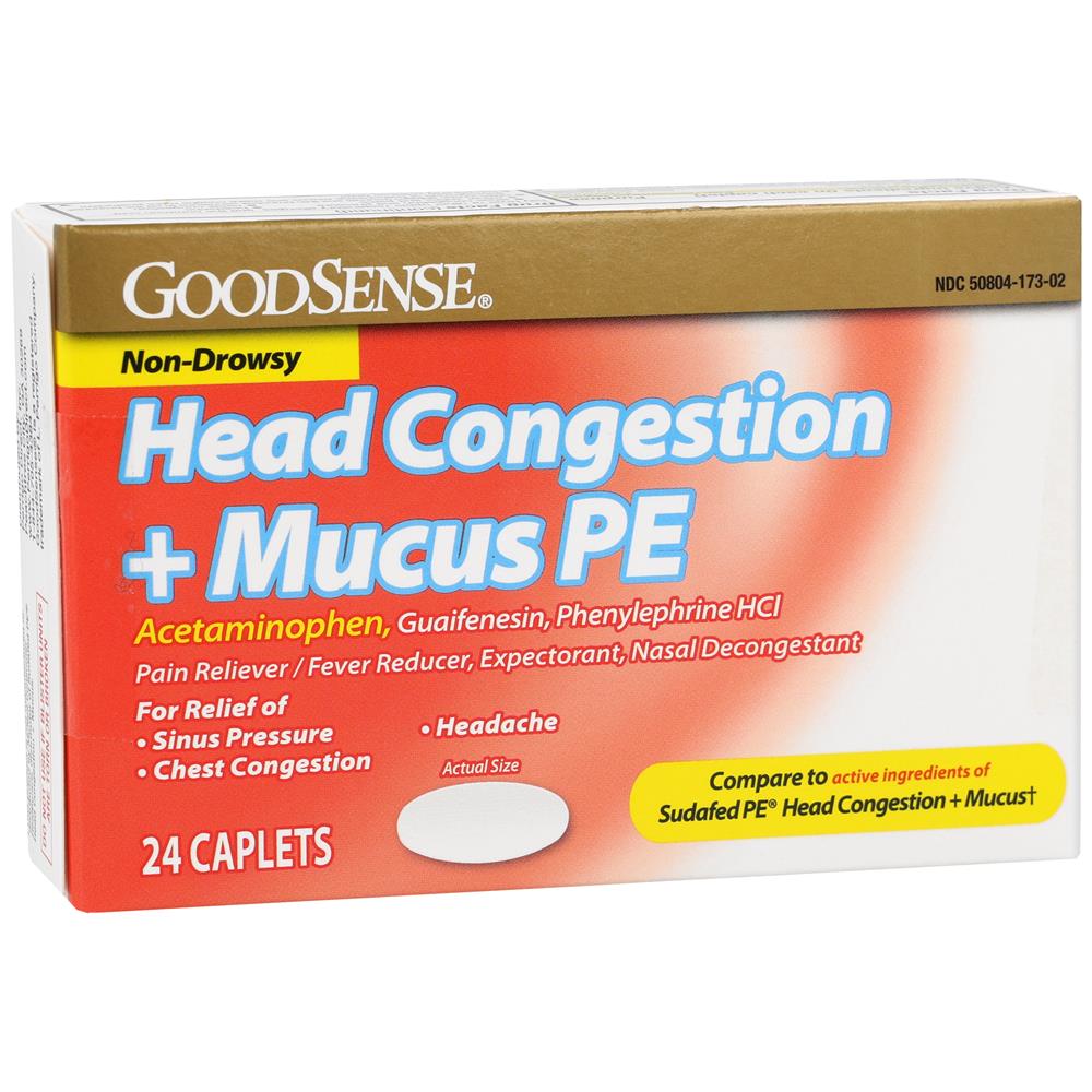 GoodSense® Non-Drowsy Head Congestion + Mucus PE Caplets 24 Ct