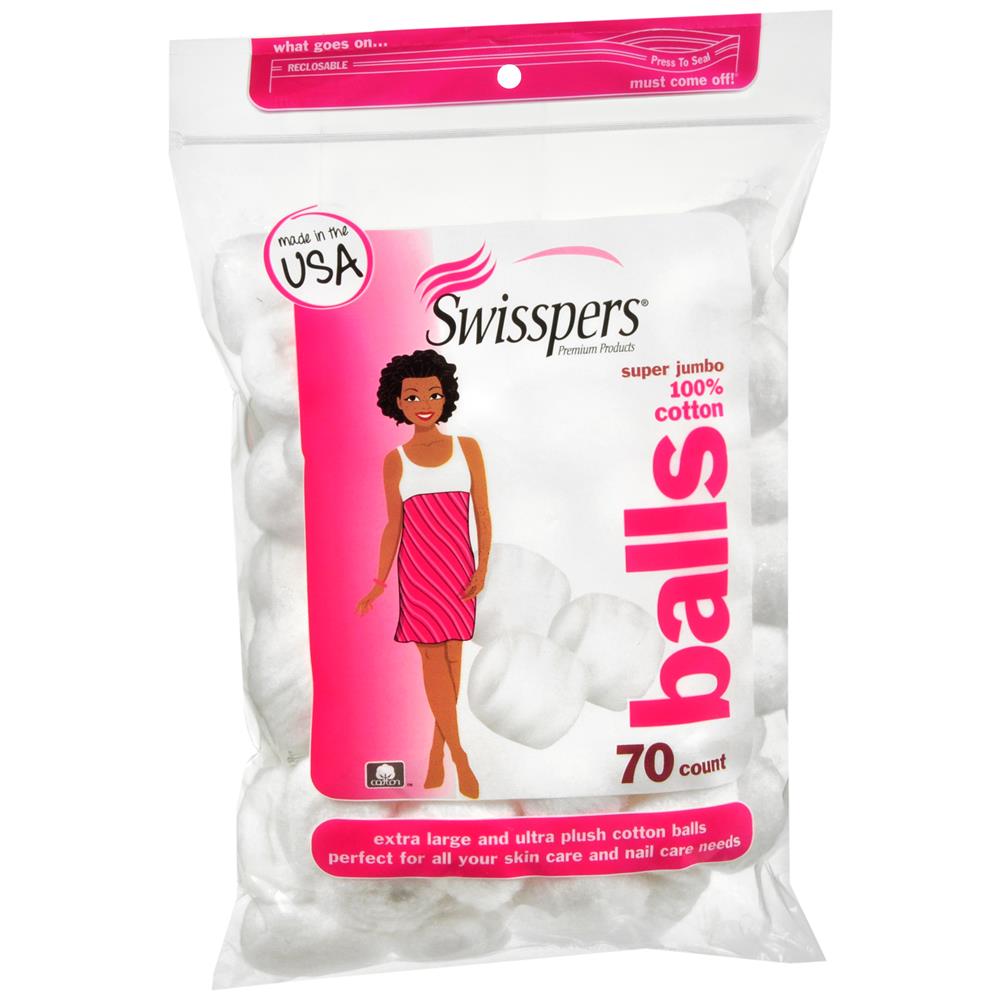 Swisspers&reg; Premium Cotton Balls Super Jumbo Size 70 Count
