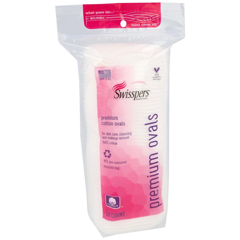 Swisspers&reg; Premium Cotton Ovals Large 50 Count, Shelf-Ready-Tray