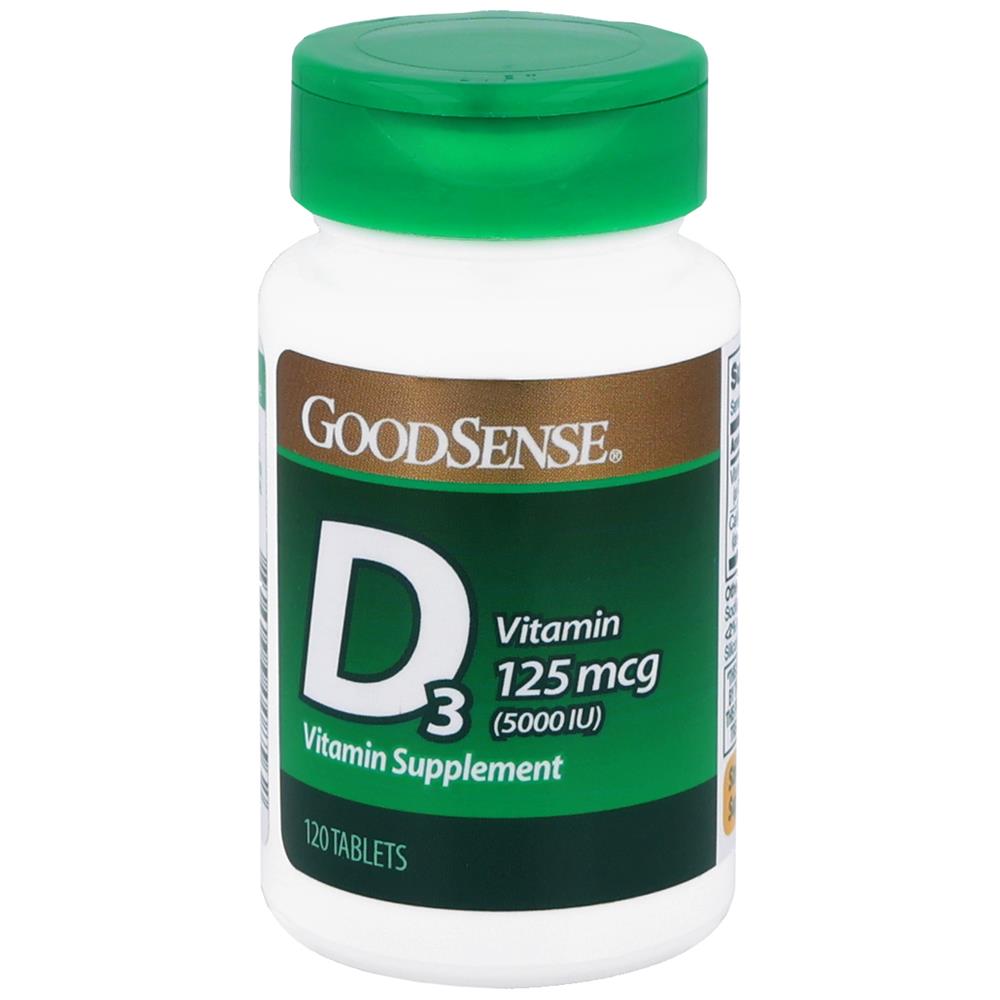 GoodSense&reg; Vitamin D3 125 mcg (5000 IU) Tablets, 120 Count
