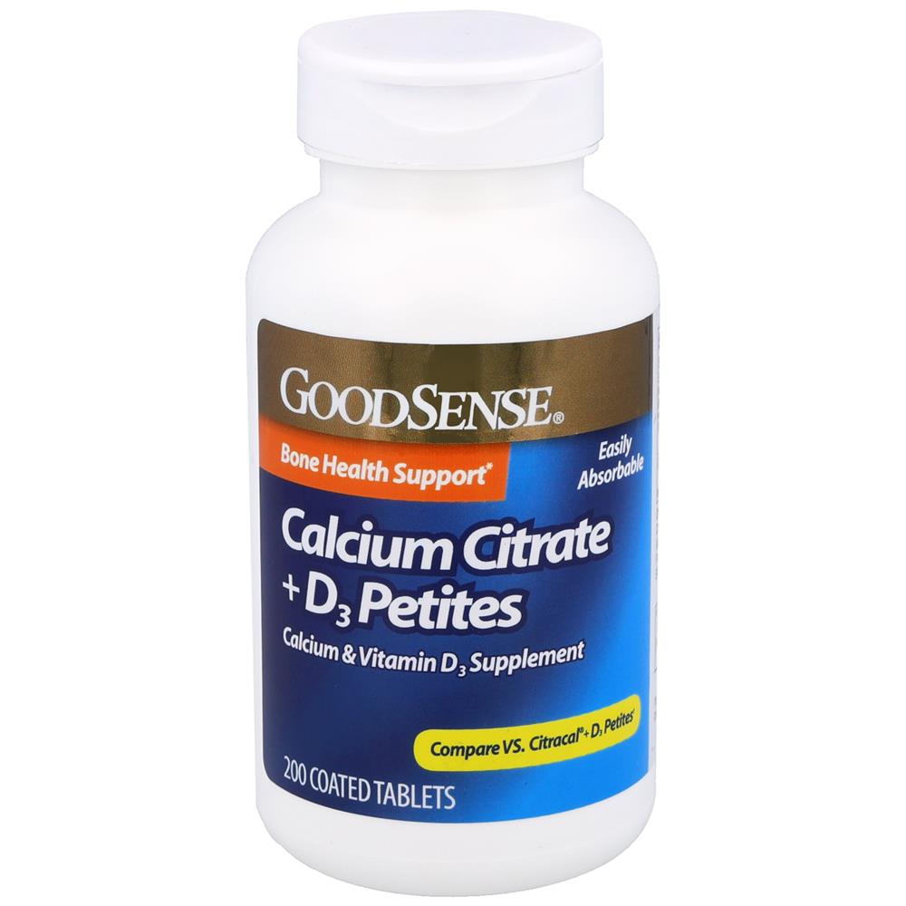 GoodSense&reg; Calcium Citrate+D3 Petite Tablets, 200 Count