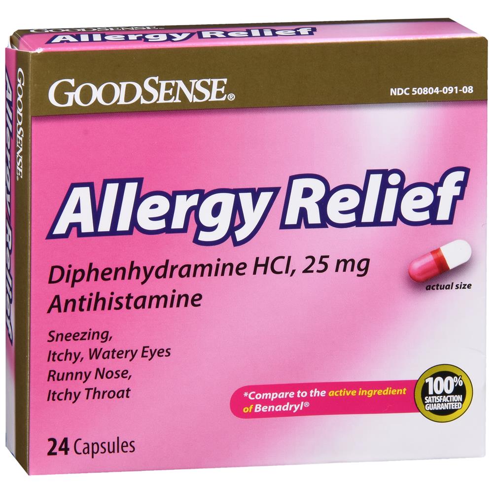 GoodSense® Allergy Relief Diphehydramine 25 mg Capsules, 24 Count