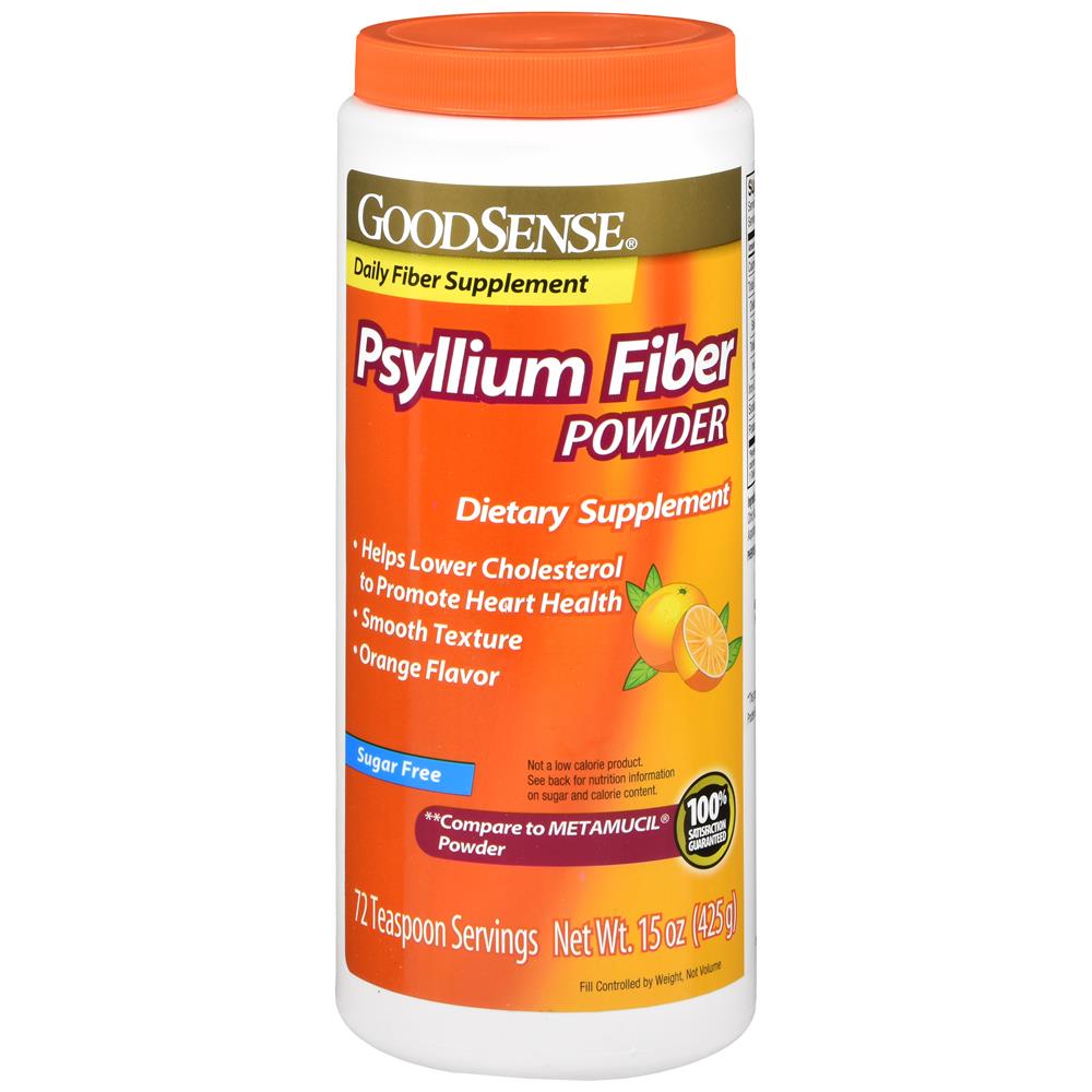GoodSense&reg; Natural Psyllium Fiber Powder, Sugar Free, Orange Flavor, 15 oz