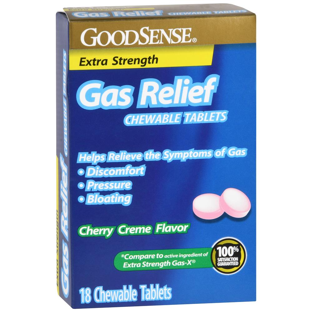 GoodSense&reg; Gas Relief Chewable Tablets, Extra Strength, 18 Count