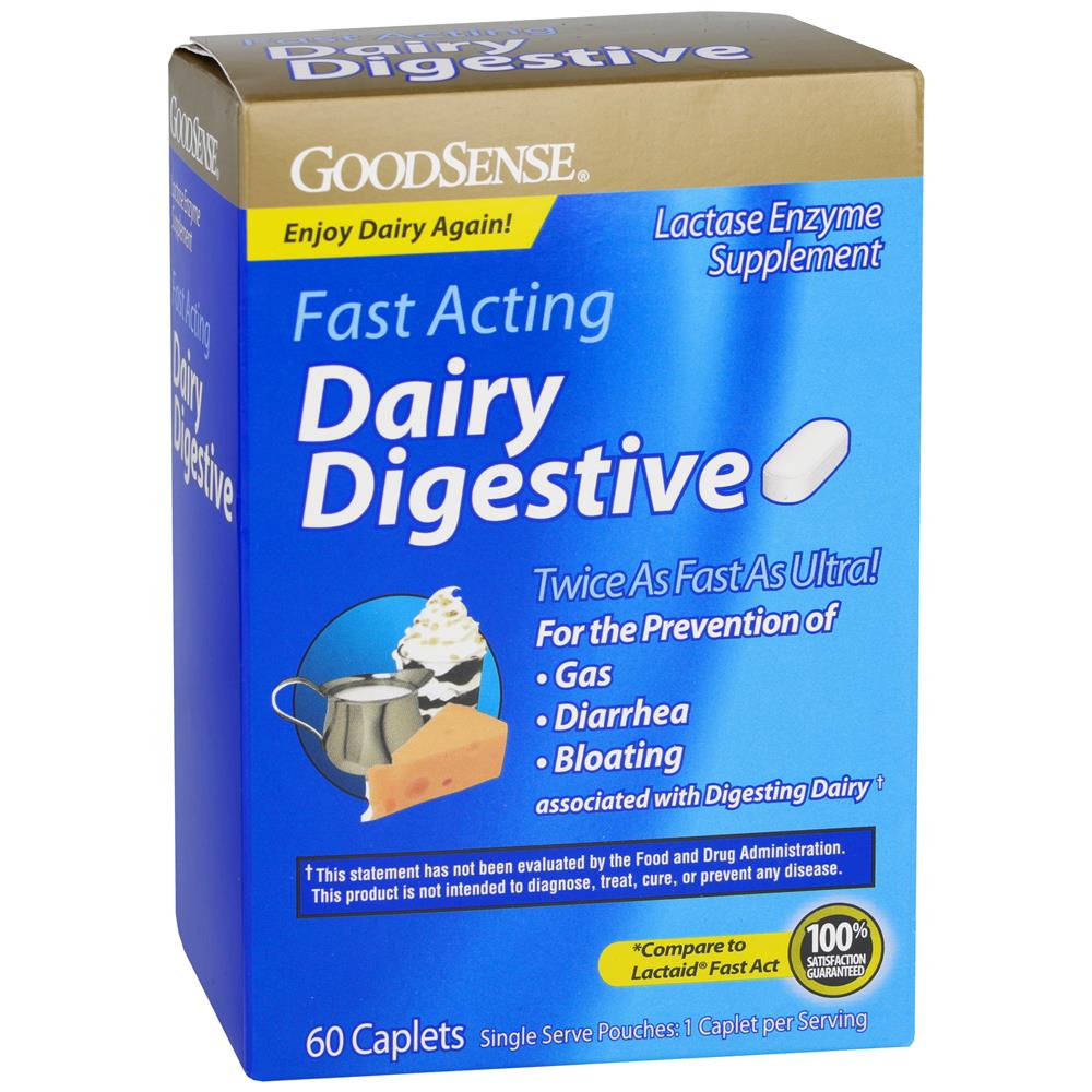 GoodSense&reg; Dairy Digestive Fast-Acting Caplets, 60 Count