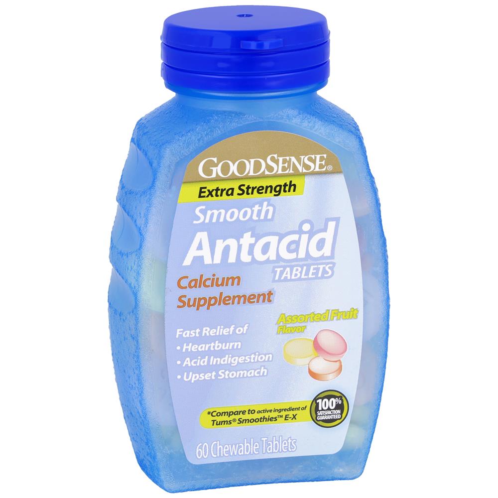 GoodSense&reg; Smooth Antacid Chewable Tablets, Extra Strength, 60 Count