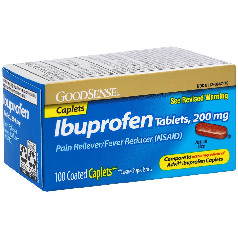 GoodSense® Ibuprofen 200 mg Brown Coated Caplets, 100 Count