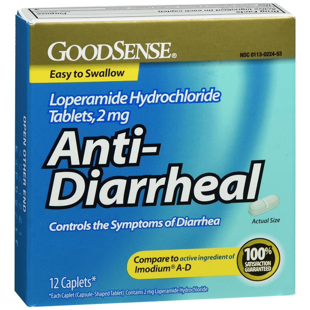 GoodSense&reg; Loperamide 2 mg Anti-Diarrheal Caplets, 12 Count
