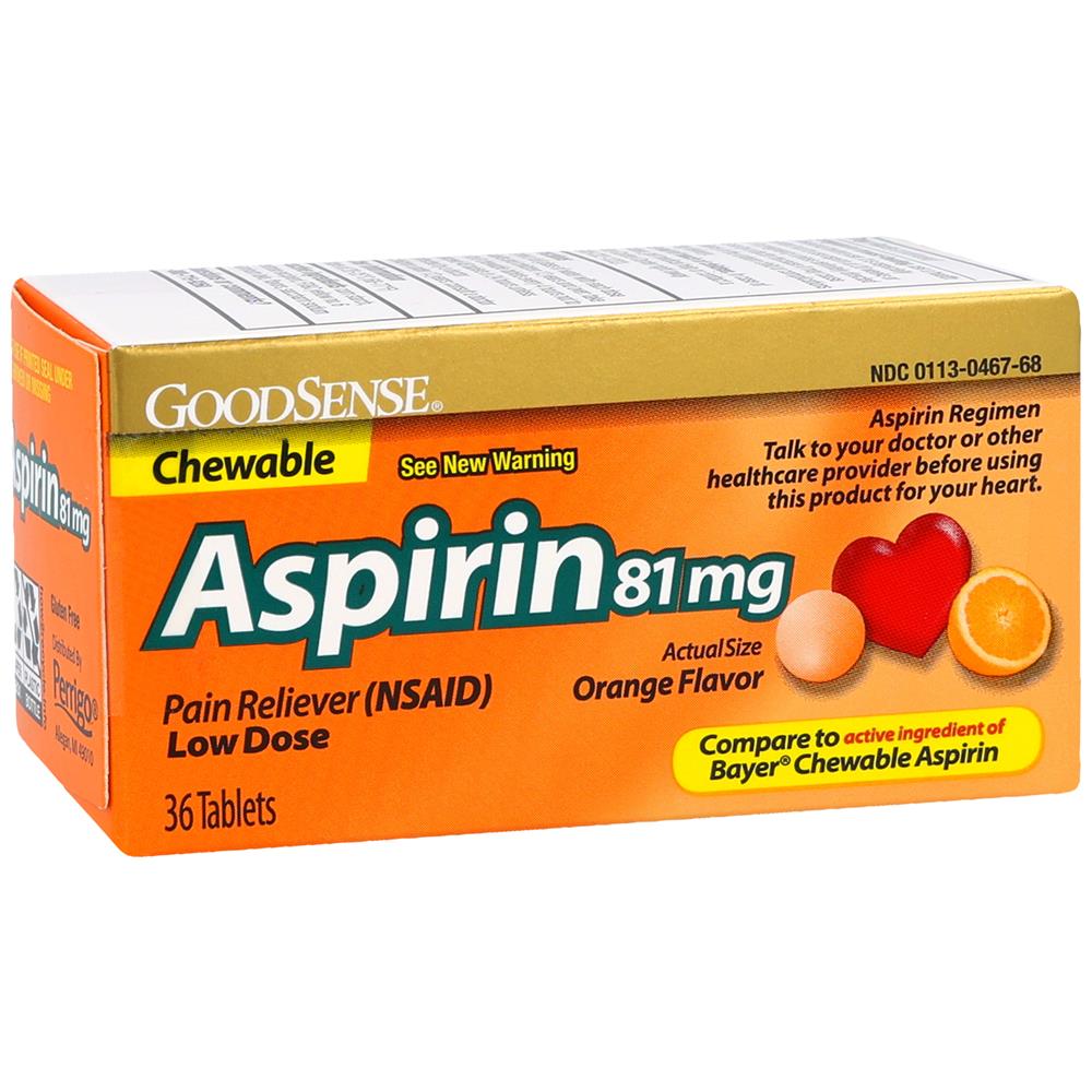 GoodSense® Aspirin 81 mg Low Dose Chewable Orange Tabs 36 Count