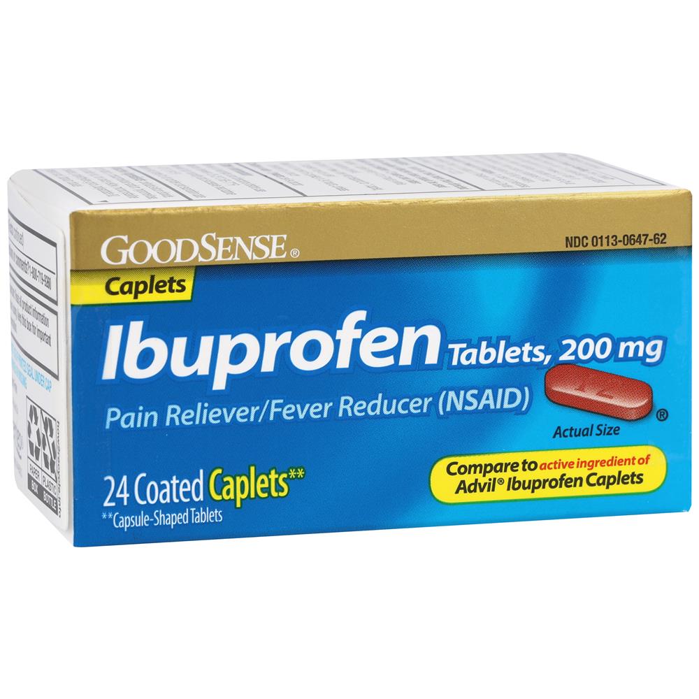 GoodSense® Ibuprofen 200 mg Brown Coated Caplets, 24 Count
