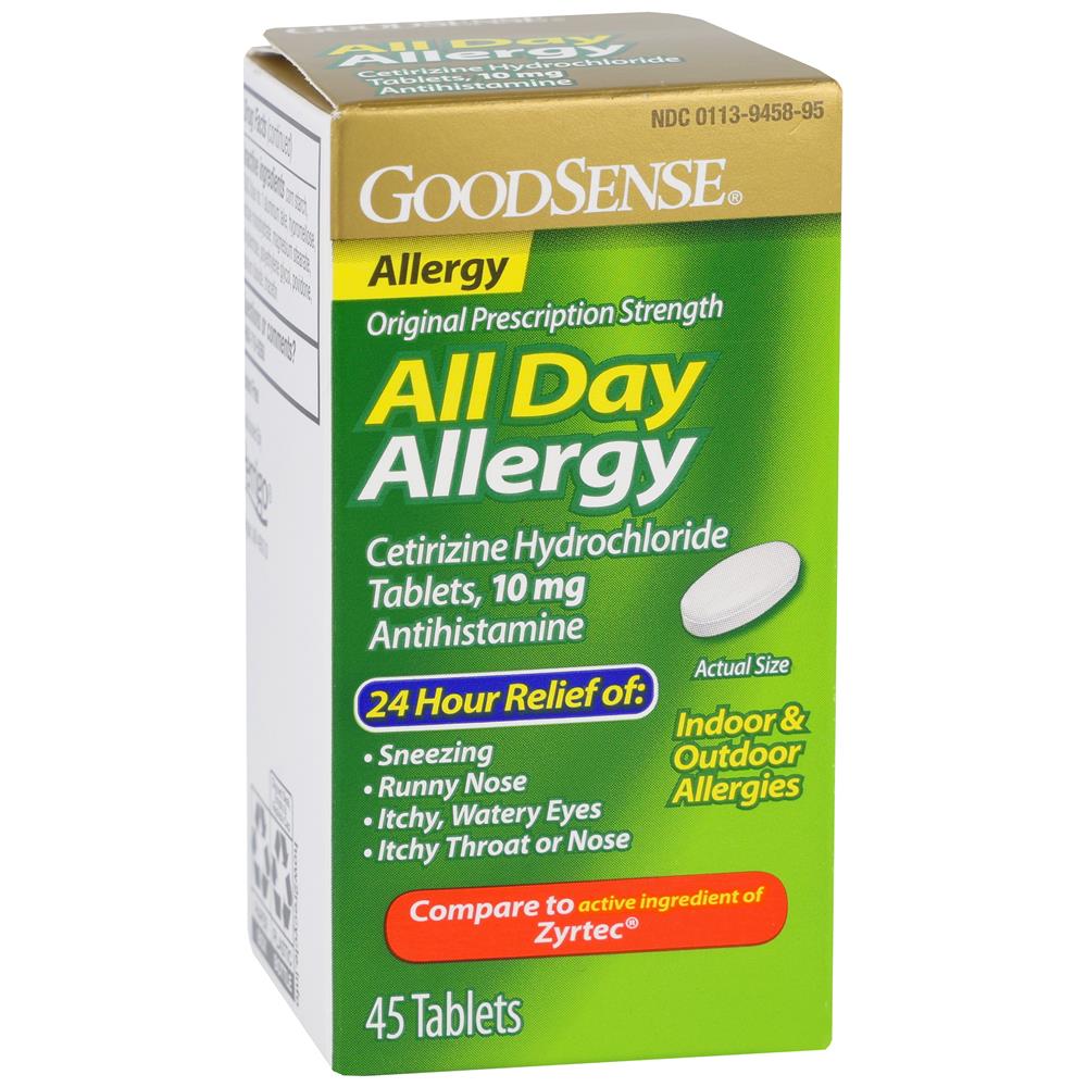 GoodSense&reg; All Day Allergy Relief, Cetirizine Tablets 10 mg, 45 Count