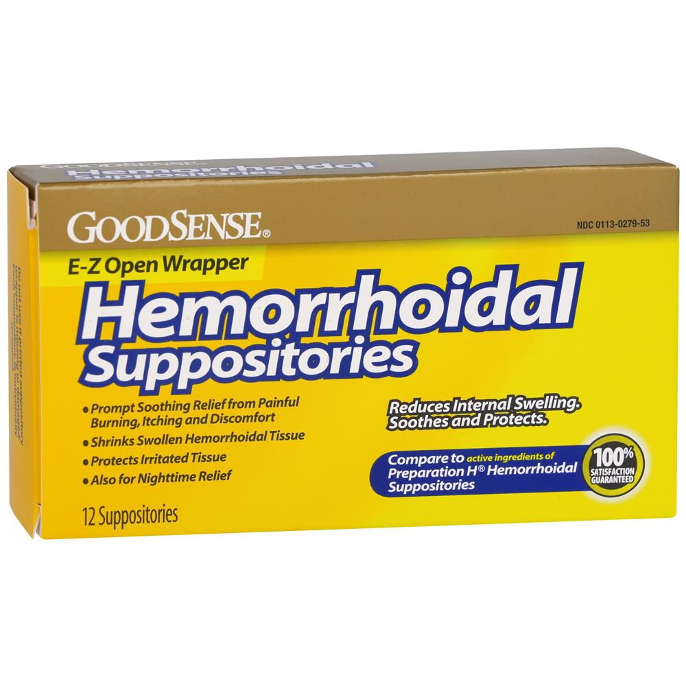 GoodSense&reg; Hemorrhoidal Relief Suppositories, 12 Count