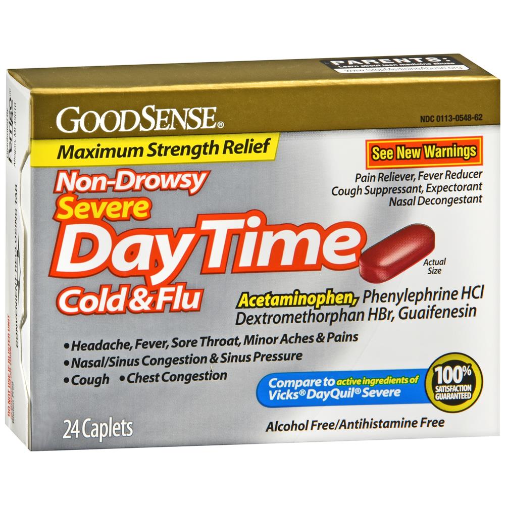 GoodSense&reg; DayTime Cold & Flu Non Drowsy Severe Caplets 24 Count