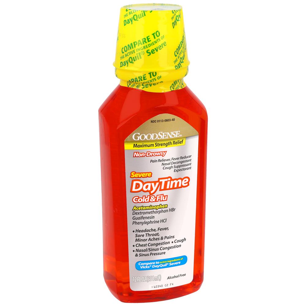 GoodSense&reg; DayTime Cold & Flu Non Drowsy Severe Liquid 12 oz