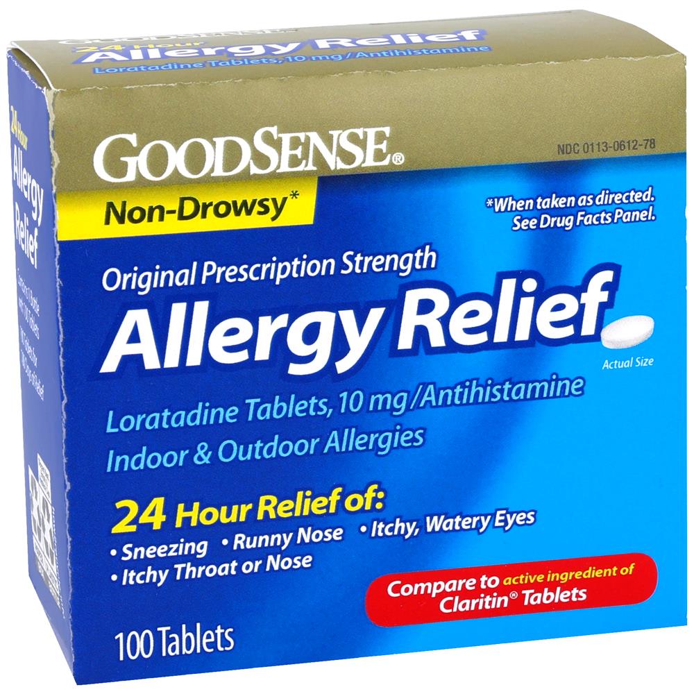 GoodSense&reg; Allergy Relief Loratadine 10 mg 24-Hour Tablets, 100 Count Bottle