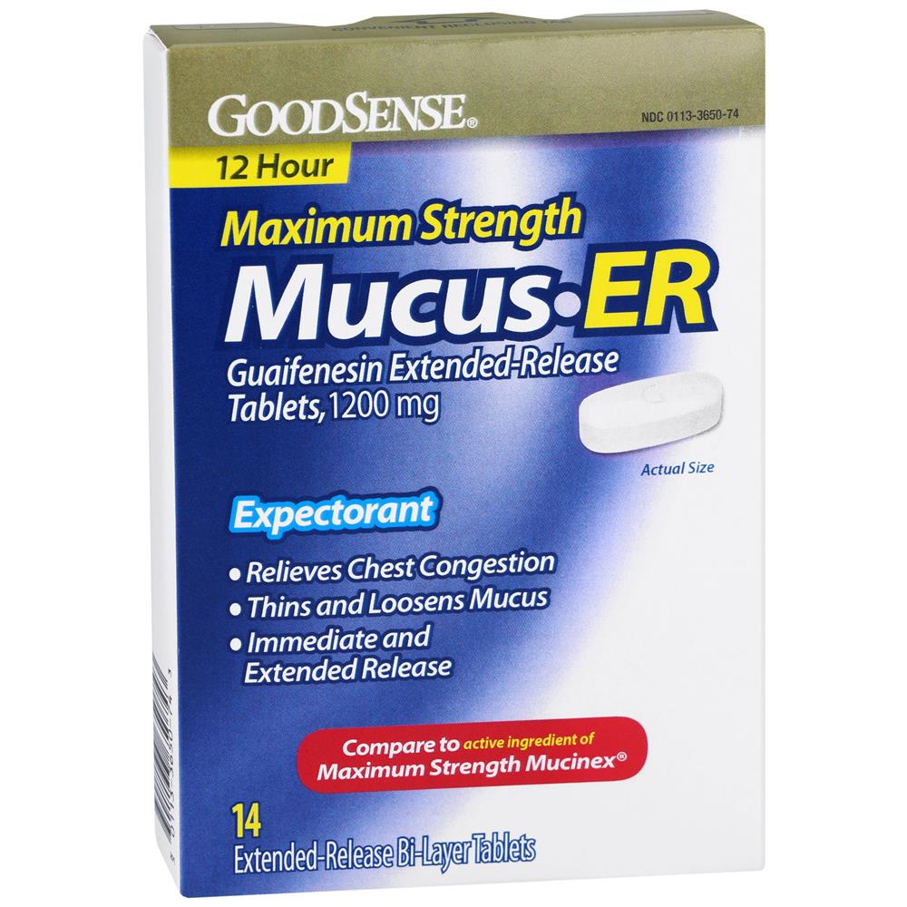 GoodSense® Mucus ER Guaifenesin 1200mg, Extended-Release Tablets 14 Count
