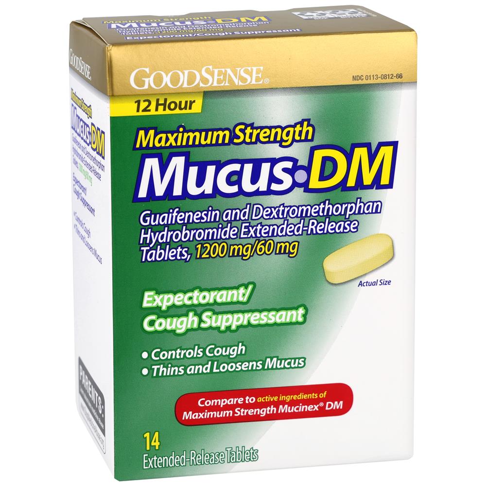 GoodSense&reg; Maximum Strength Mucus DM, 1200 mg/60 mg, Tablets, 14 Count