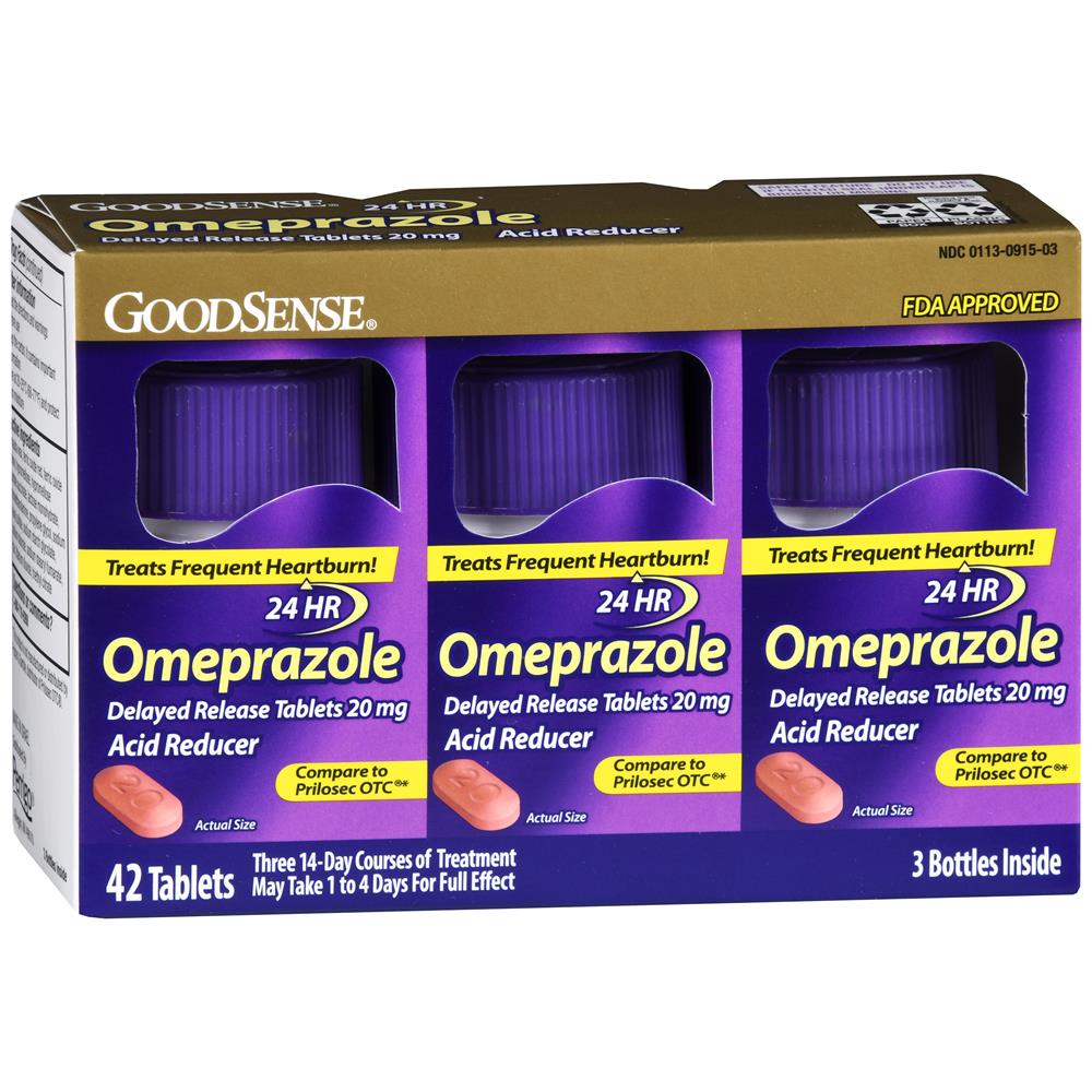 GoodSense&reg; Omeprazole 3 Bottles with 10 Tablets Each, 42 Tablets Total