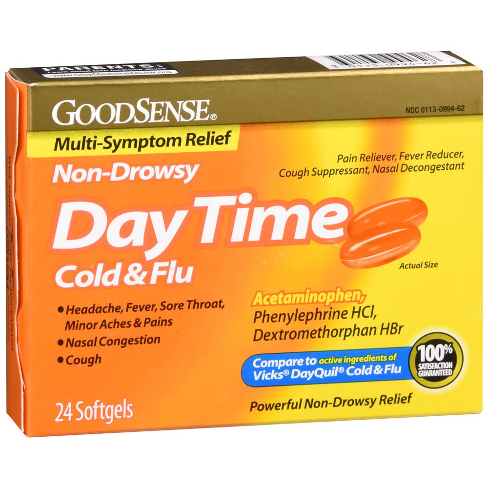 GoodSense&reg; DayTime Cold & Flu Multi-Symptom Relief Softgels 24 Count