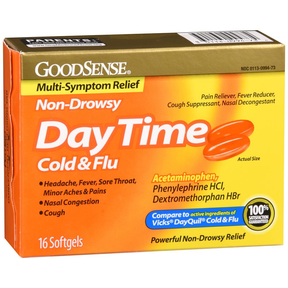 GoodSense&reg; DayTime Cold & Flu Multi-Symptom Relief Softgels 16 Count