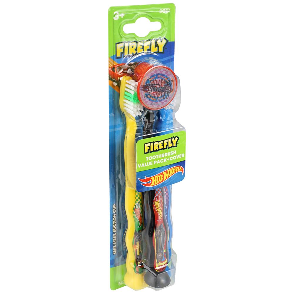 Firefly® Kids Hot Wheels Soft Toothbrush with Cap, 3 Count