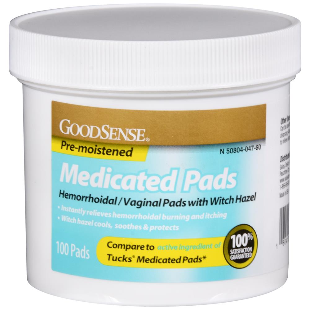 GoodSense&reg; Medicated Pads with Witch Hazel Canister, 100 Pad Count