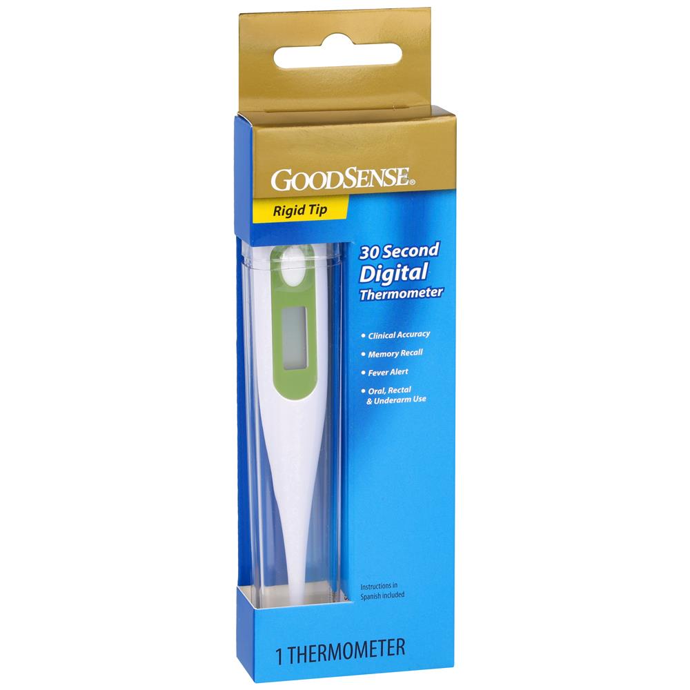 GoodSense&reg; 30 Second Digital Thermometer+5 Probe Covers,Rigid Tip,1 set/ea